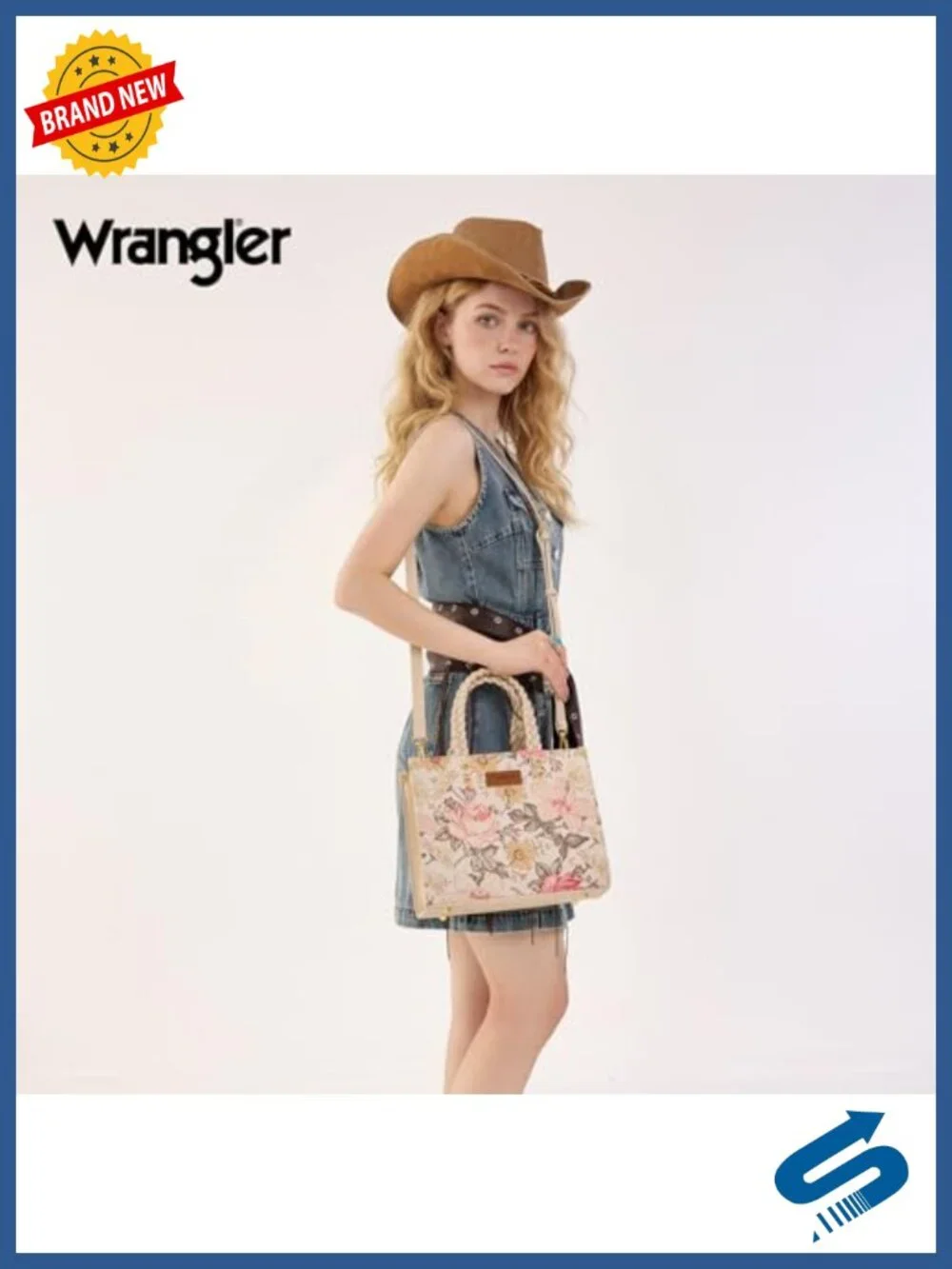 Floral Print Braided Tote with Detachable Strap - Faux Leather 11.3